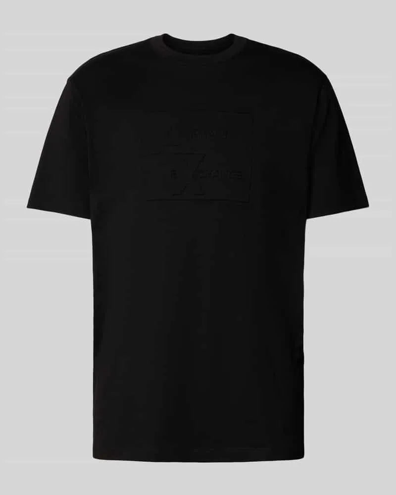 Armani Exchange T-Shirt mit geripptem Rundhalsausschnitt Black