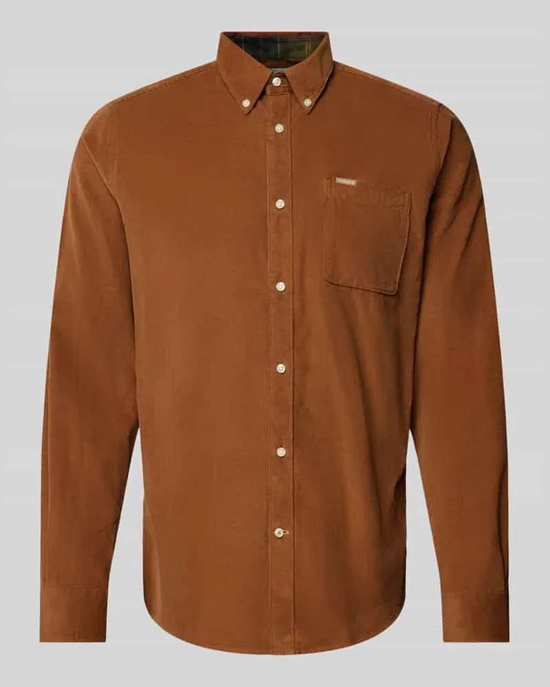 Barbour Tailored Fit Cordhemd mit Brusttasche Modell 'Ramsey Sand