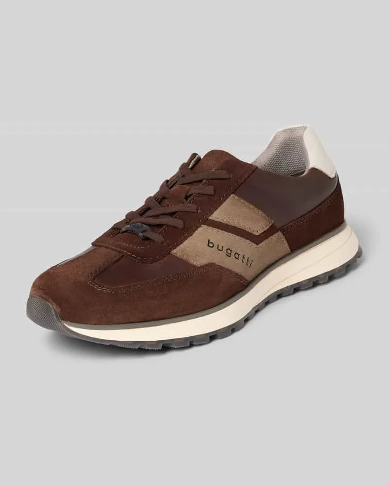 Bugatti Sneaker aus beschichtetem Leder mit Label-Details Modell 'Timon Dunkelbraun