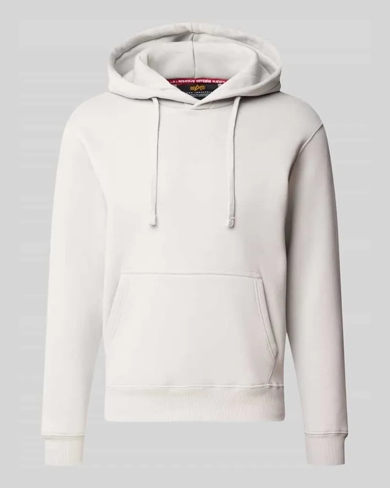 Alpha Industries Relaxed Fit Hoodie aus Baumwoll-Mix mit Label-Detail Hellgrau