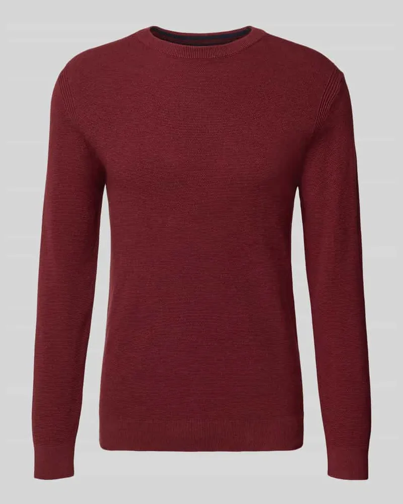 Tom Tailor Regular Fit Strickpullover aus reiner Baumwolle Bordeaux