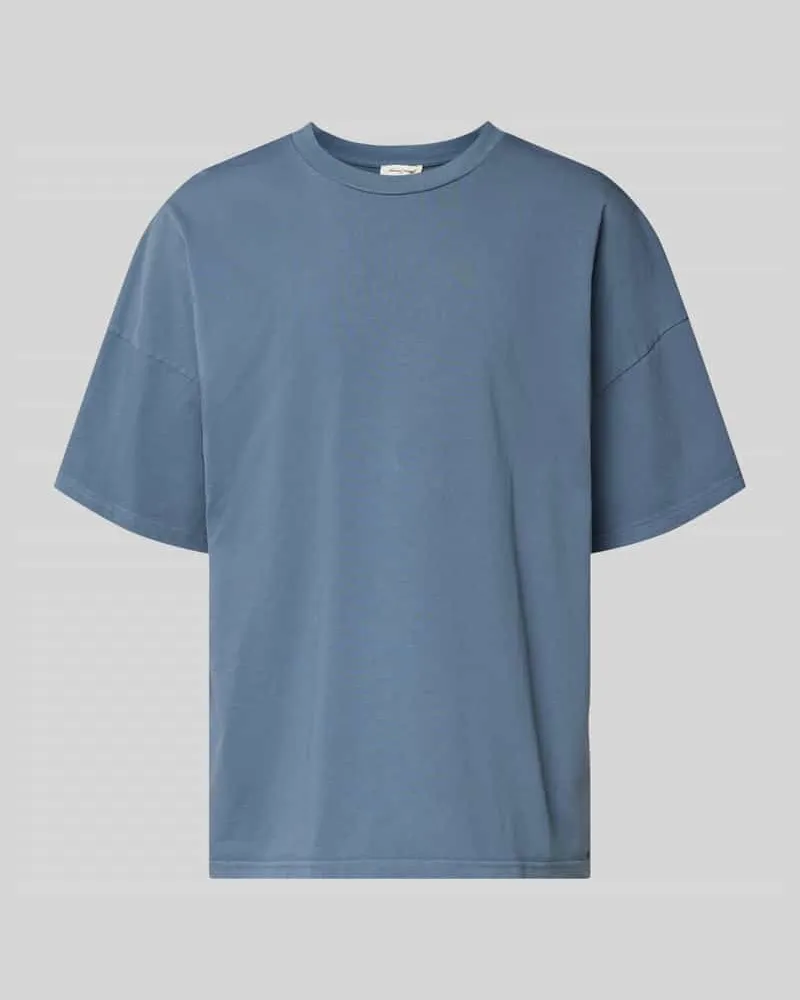 American Vintage T-Shirt mit geripptem Rundhalsausschnitt Modell 'FIZVALLEY Blau