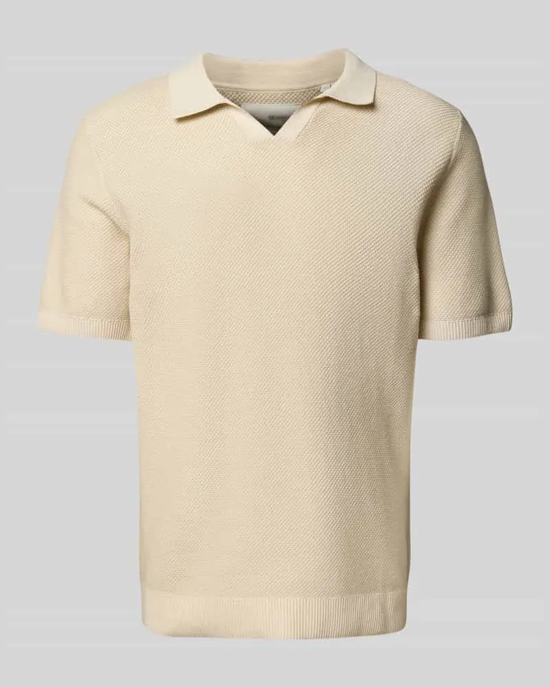 Jack & Jones Regular Fit Poloshirt mit V-Ausschnitt Modell 'CEASTON Offwhite