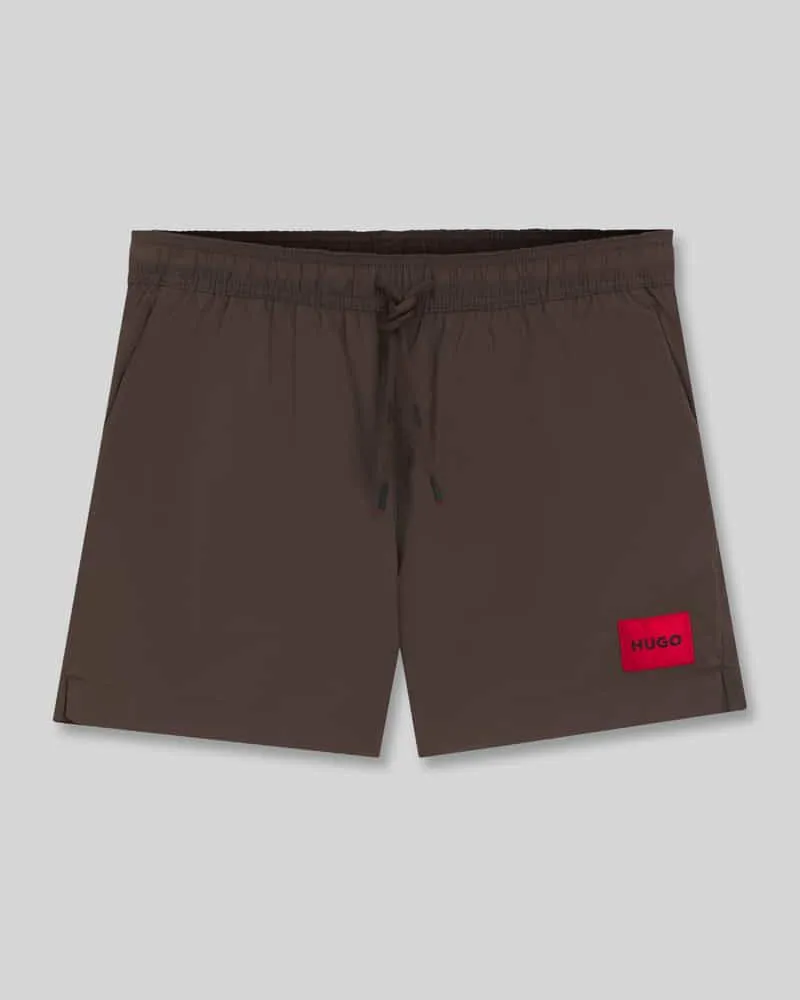 HUGO BOSS Badeshorts mit Label-Patch Modell 'DOMINICA Dunkelbraun