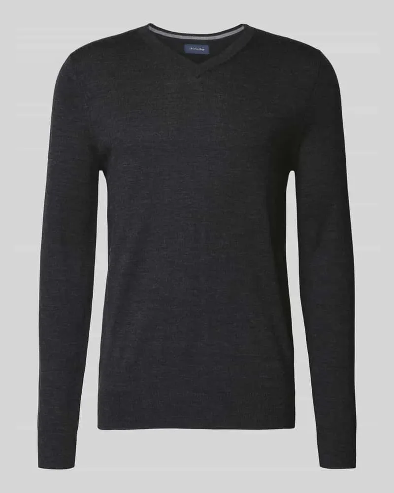 Christian Berg Strickpullover aus Merino-Mix mit V-Ausschnitt Anthrazit