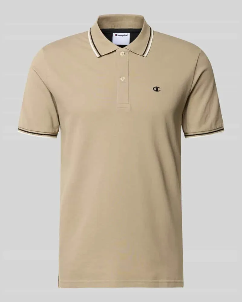 Champion Slim Fit Poloshirt mit Label-Stitching Beige