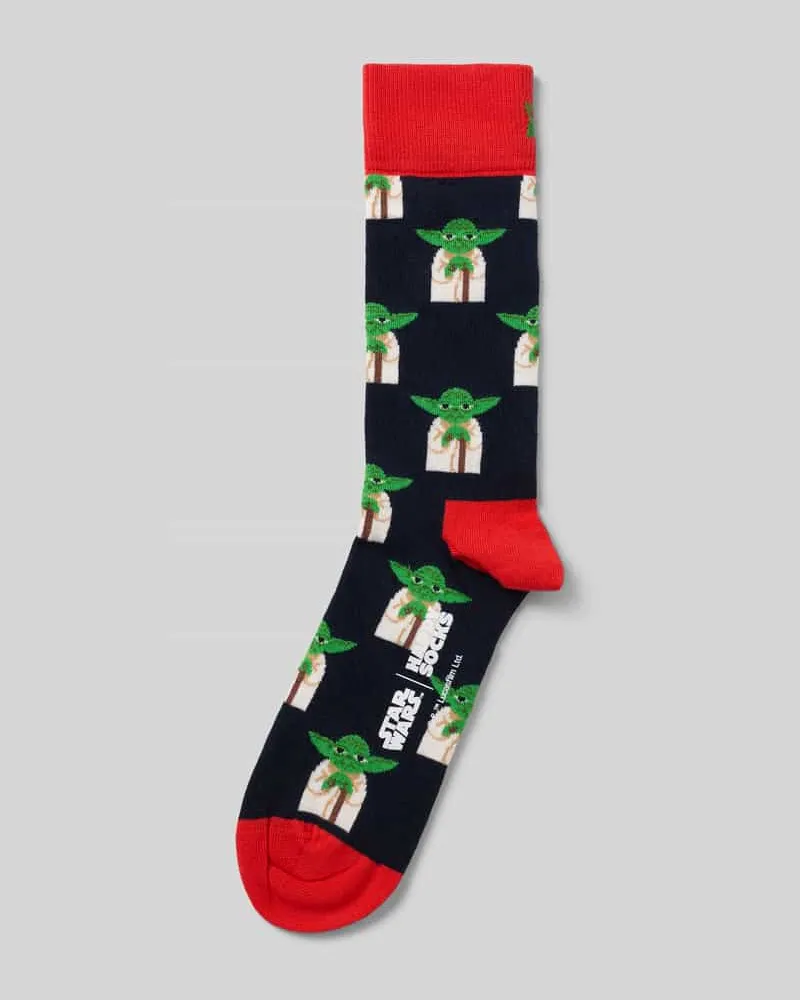 Happy Socks Socken aus elastischem Baumwoll-Mix mit Allover-Muster Marine