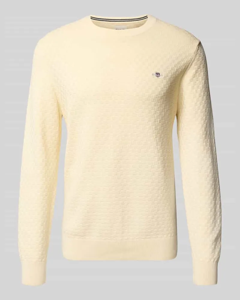 Gant Strickpullover mit Rundhalsausschnitt und Logo-Stitching 