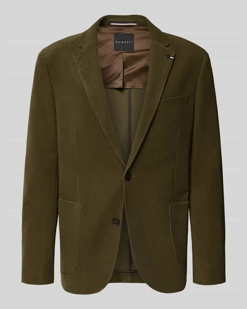Bugatti Slim Fit 2-Knopf-Sakko aus Cord Oliv