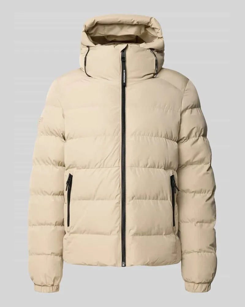Superdry. Steppjacke mit Label-Stitching und Kapuze Offwhite