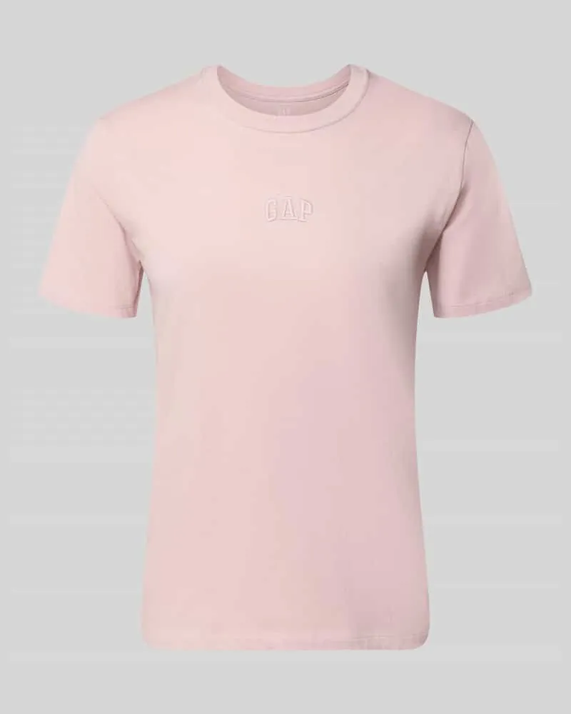 GAP T-Shirt mit Rundhalsausschnitt und Label-Stitching Mittelbraun