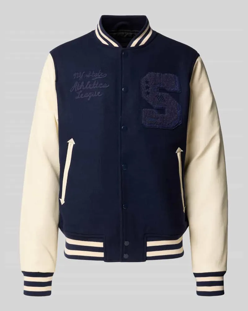 Superdry. College-Jacke aus Woll-Mix mit Eingrifftaschen Marine