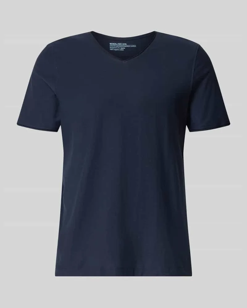 McNeal T-Shirt mit V-Ausschnitt und Rollsaum Dunkelblau
