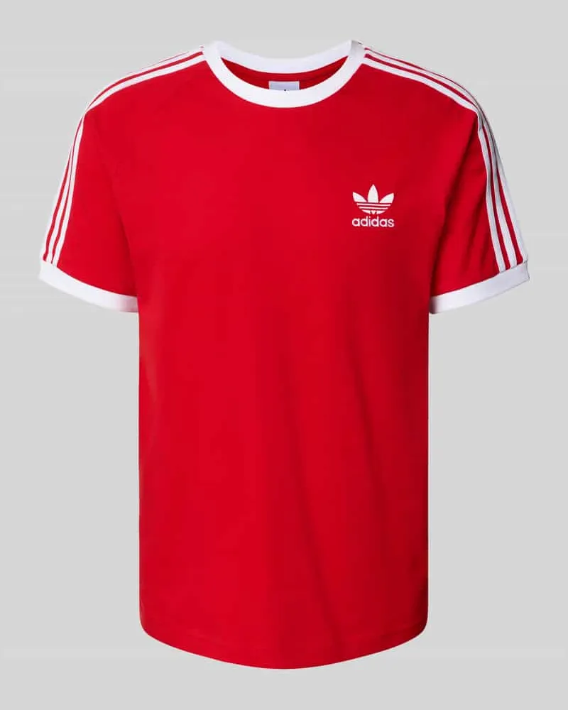 adidas T-Shirt mit Label-Stitching und Rundhalsausschnitt Rot