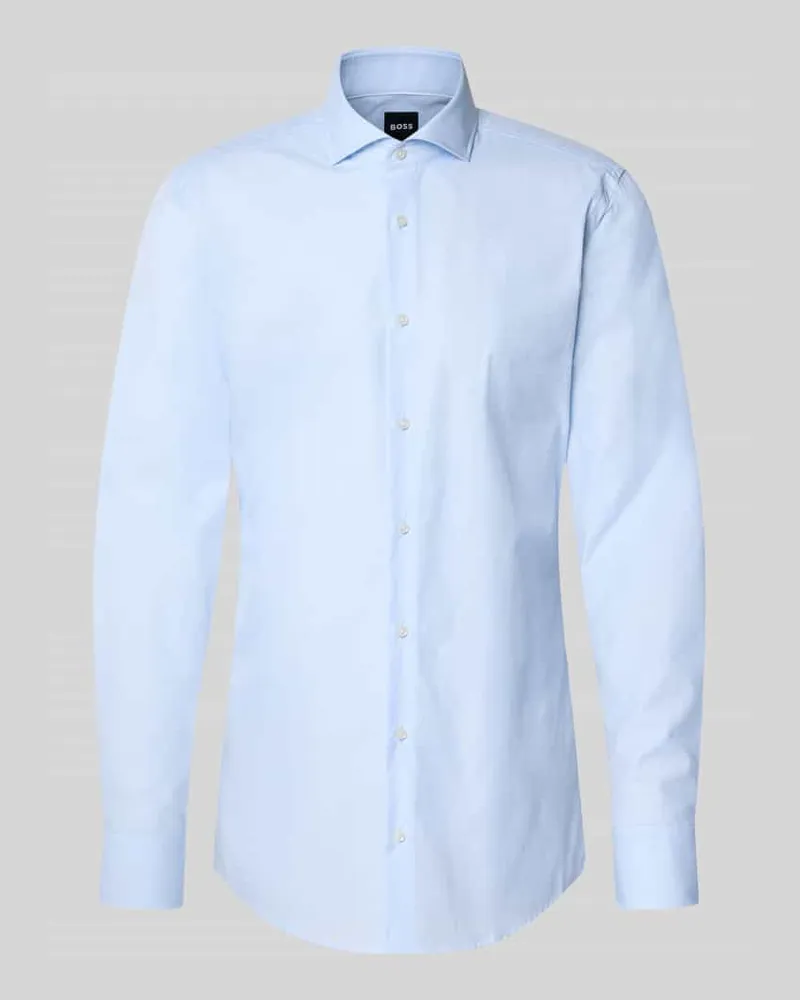 HUGO BOSS Slim Fit Freizeithemd aus reiner Baumwolle mit extra langem Arm Modell 'H-HANK-SP Bleu