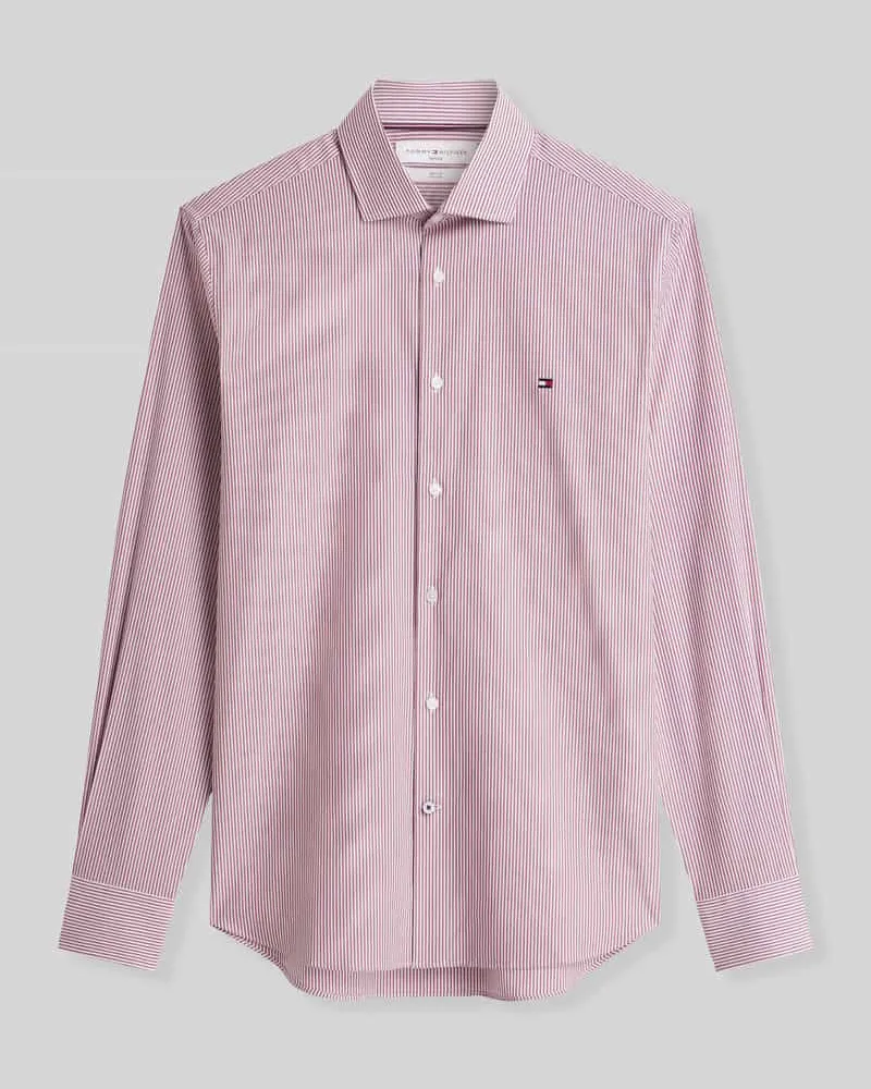 Tommy Hilfiger Slim Fit Businesshemd mit Logo-Stickerei Rot