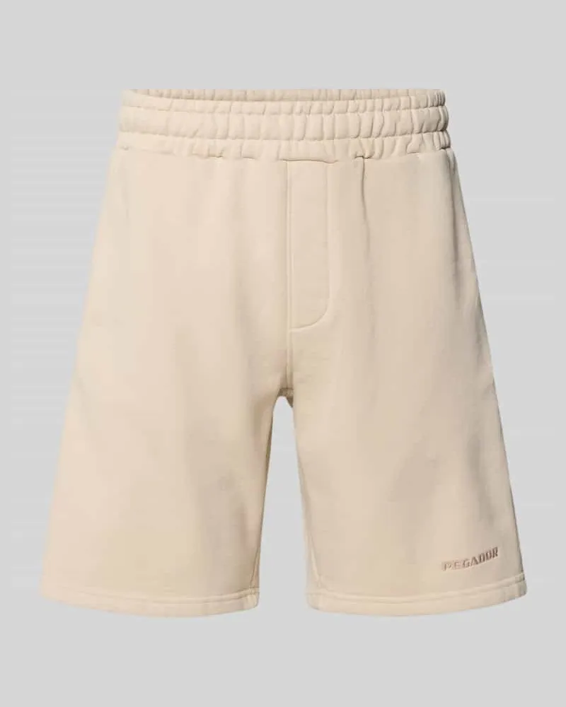 PEGADOR Regular Fit Shorts mit Logo-Stitching Taupe