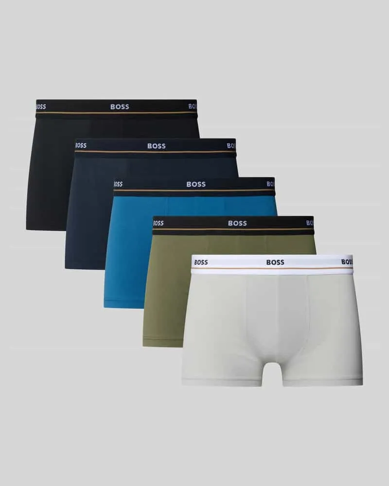 HUGO BOSS Slim Fit Trunks aus Baumwoll-Mix im 5er-Pack Modell 5P ESSENTIAL Oliv