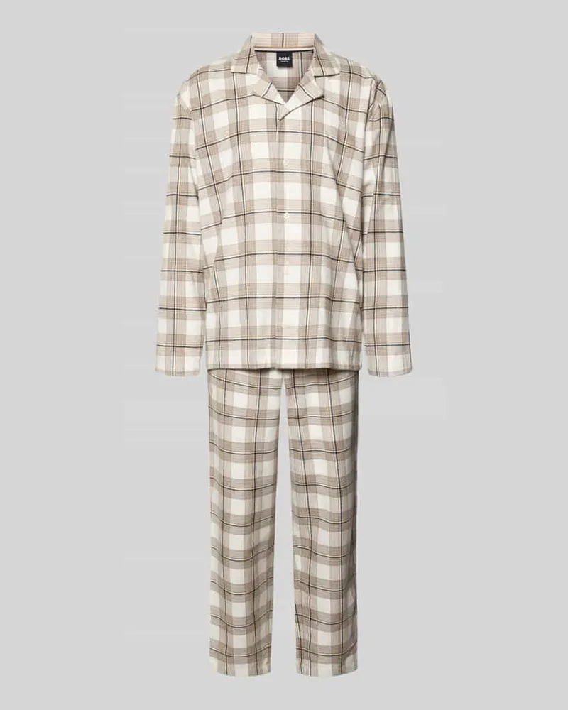HUGO BOSS Regular Fit Pyjama aus Baumwoll-Mix Modell 'HOLIDAY Offwhite