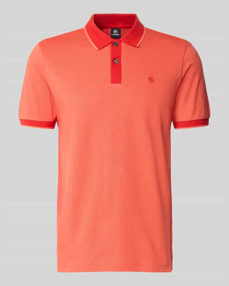 Lerros Regular Fit Poloshirt mit Logo-Stitching Dunkelorange