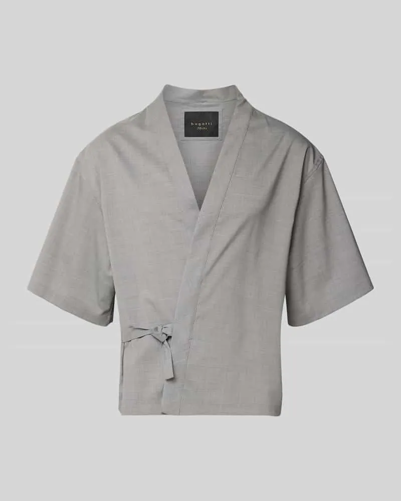 Bugatti Regular Fit Freizeithemd in Wickel-Optik Hellgrau