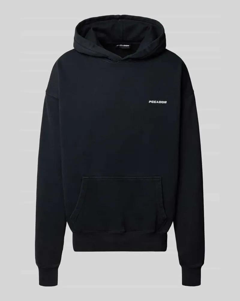 PEGADOR Oversized Hoodie mit Logo-Stitching und Känguru-Tasche 