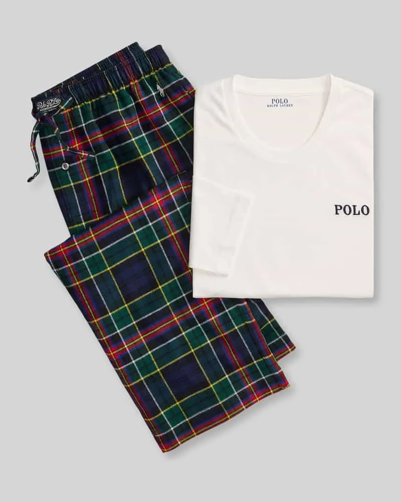 Ralph Lauren Pyjama-Set aus reiner Baumwolle Dunkelgruen