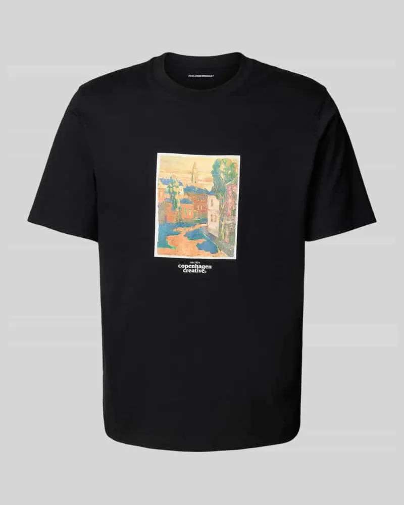 Jack & Jones T-Shirt mit Motiv-Print Modell 'PAROS Black