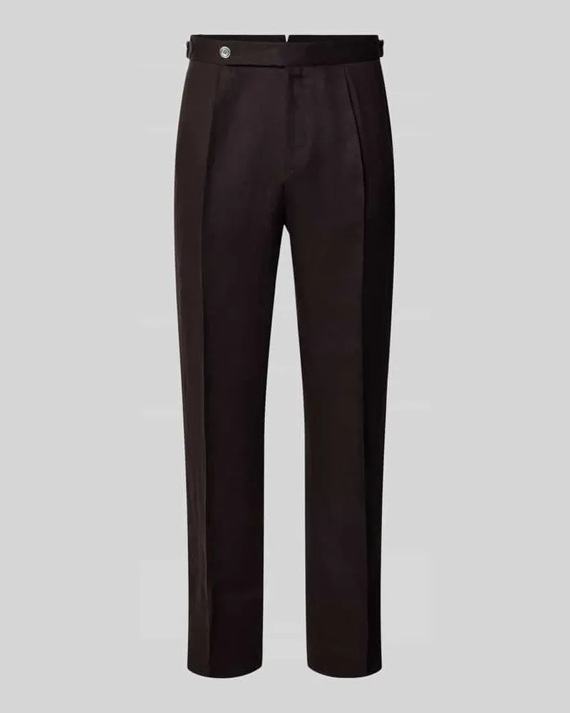 HUGO BOSS Relaxed Fit Leinenhose aus reinem Leinen Modell 'PERINO Dunkelbraun