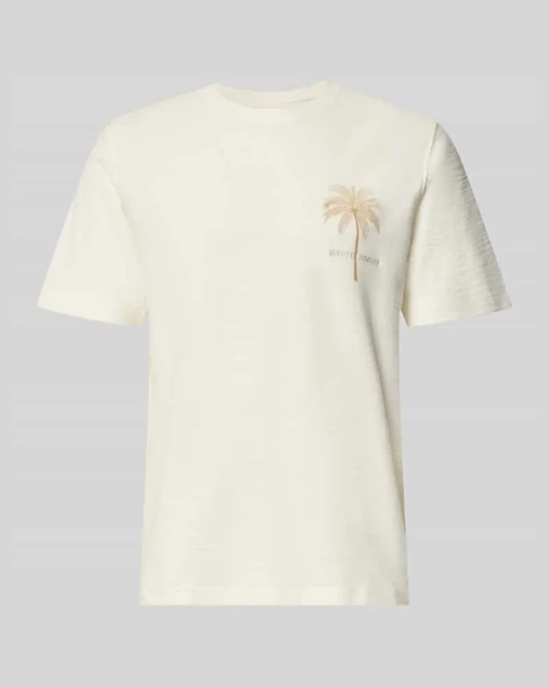 Jack & Jones T-Shirt mit Motiv-Print und Rundhalsausschnitt Weiss