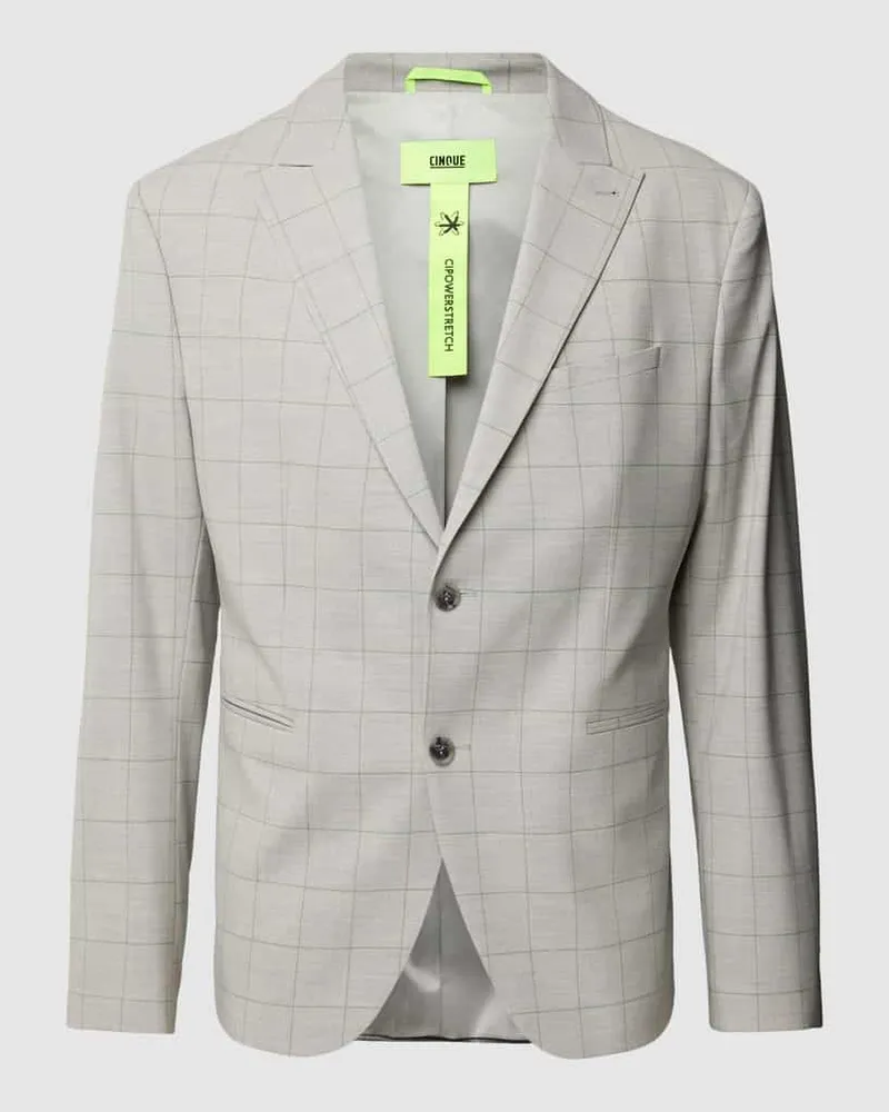 cinque 2-Knopf-Sakko in melierter Optik mit Gitterkaro Modell 'Dato Silber