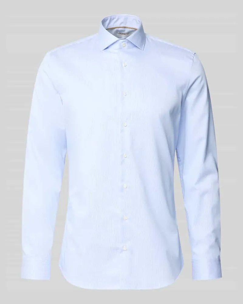 JAKE*S Super Slim Fit Businesshemd aus reiner Baumwolle Bleu