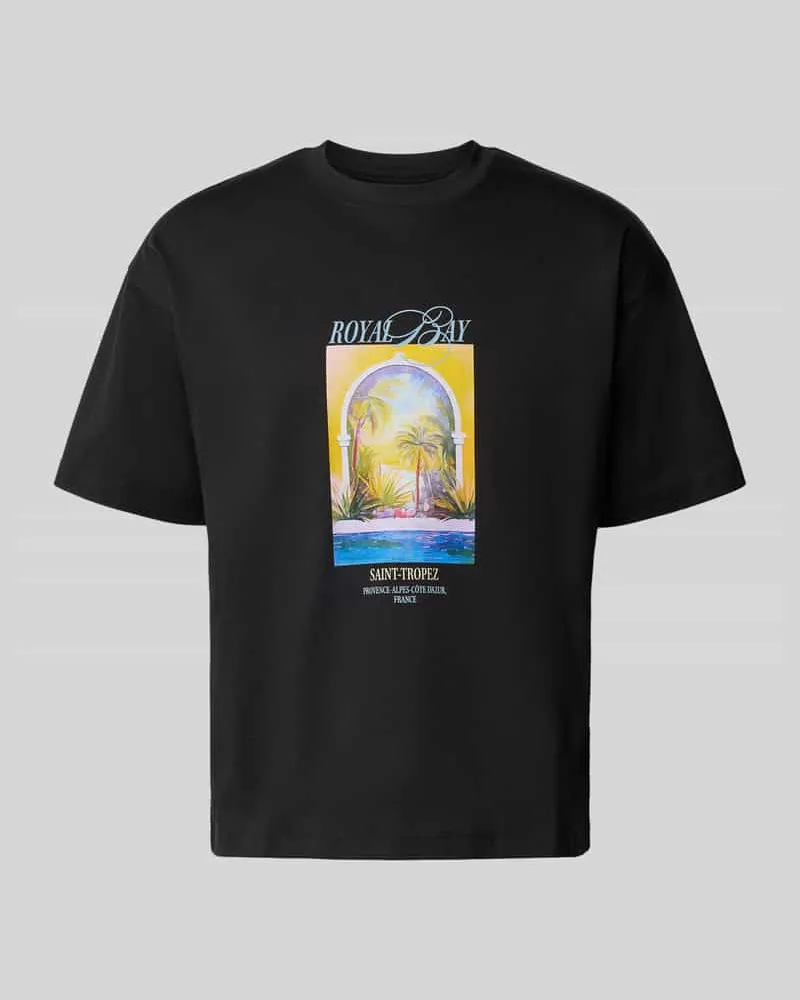 Jack & Jones T-Shirt mit Motiv-Print Modell 'SANREMO Black