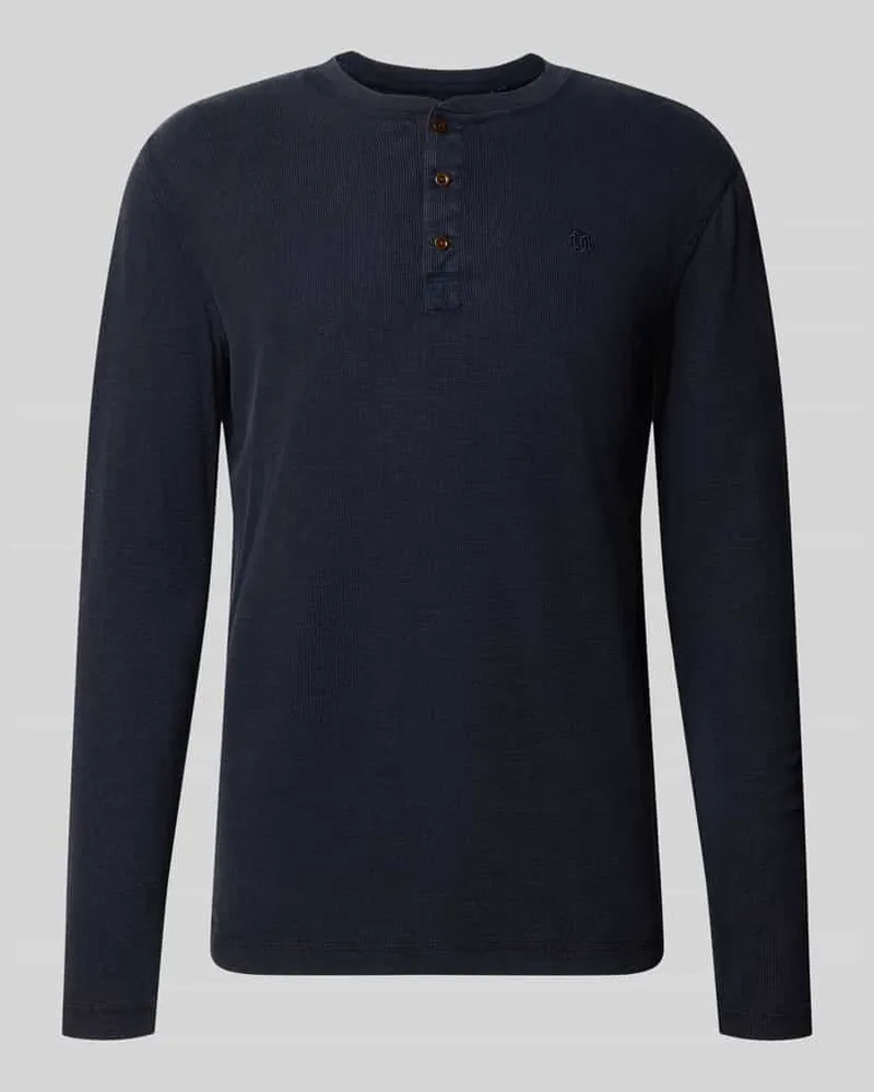 Superdry. Longsleeve mit Strukturmuster und Knopfleiste Marine