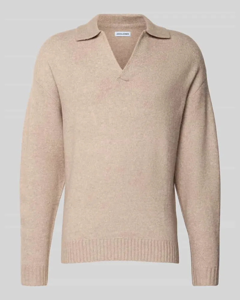 Jack & Jones Strickpullover mit V-Ausschnitt Modell 'SOHO Offwhite