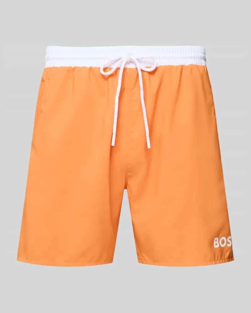 HUGO BOSS Badehose mit Paspelnaht in Kontrastfarbe Modell STARFISH Orange