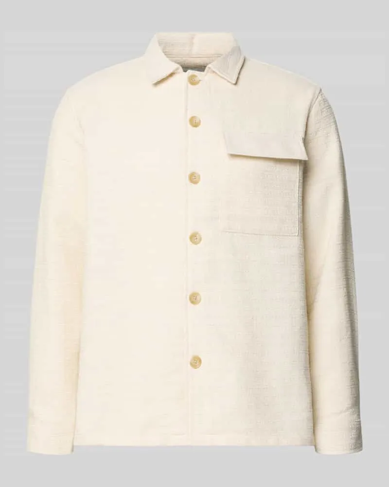 Casual Friday Regular Fit Hemdjacke mit Brusttasche Modell 'Matt Ecru