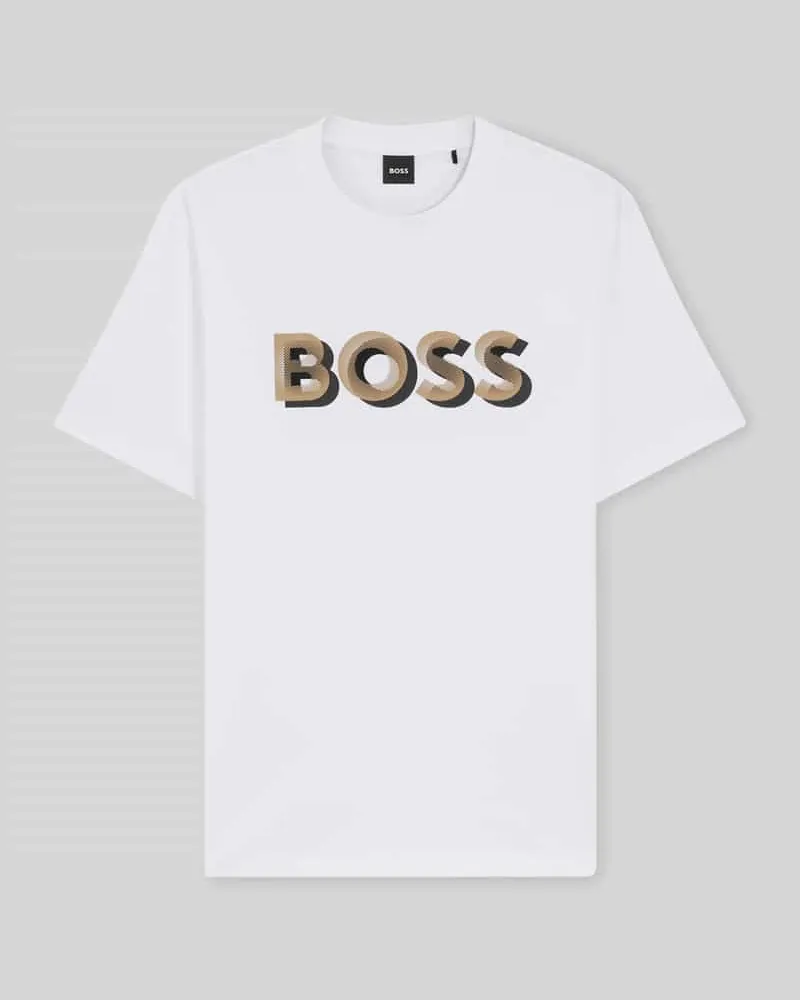 HUGO BOSS Regular Fit T-Shirt aus merzerisierter Baumwolle Modell 'THOMPSON 656 Weiss