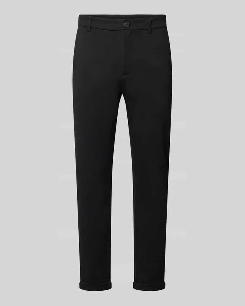 Lindbergh Slim Fit Hose mit Viskose-Anteil in verkürzter Passform Black