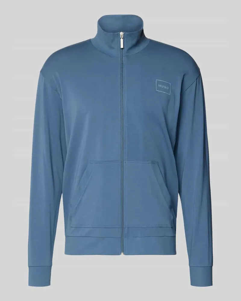 HUGO BOSS Regular Fit Sweatjacke aus Baumwoll-Mix Modell 'LAZE ZIP Jeansblau