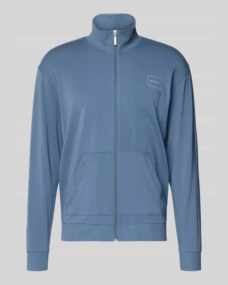 HUGO BOSS Regular Fit Sweatjacke aus Baumwoll-Mix Modell 'LAZE ZIP Jeansblau