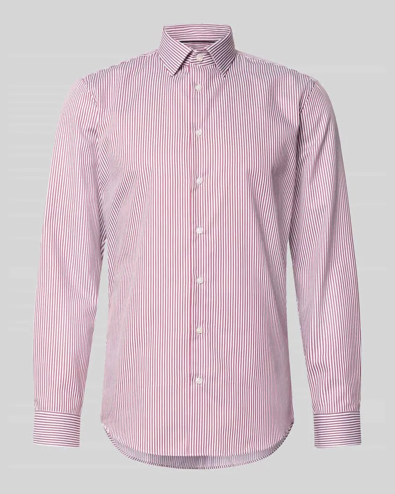 JAKE*S Slim Fit Business-Hemd mit Kentkragen Bordeaux