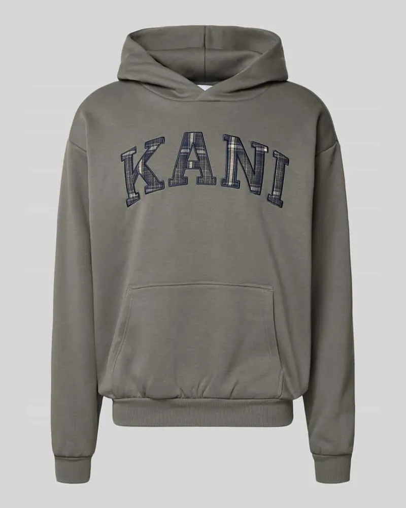 Karl Kani Hoodie mit Label-Stitching und Känguru-Tasche Anthrazit