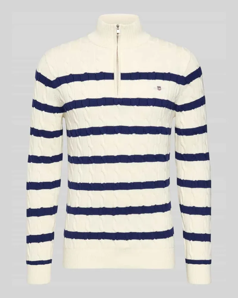 Gant Slim Fit Pullover in Strick-Optik Offwhite