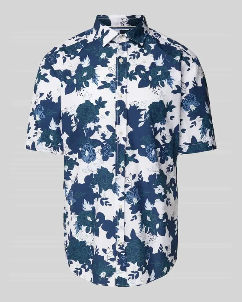 Olymp Slim Fit Freizeithemd mit floralem Muster Marine