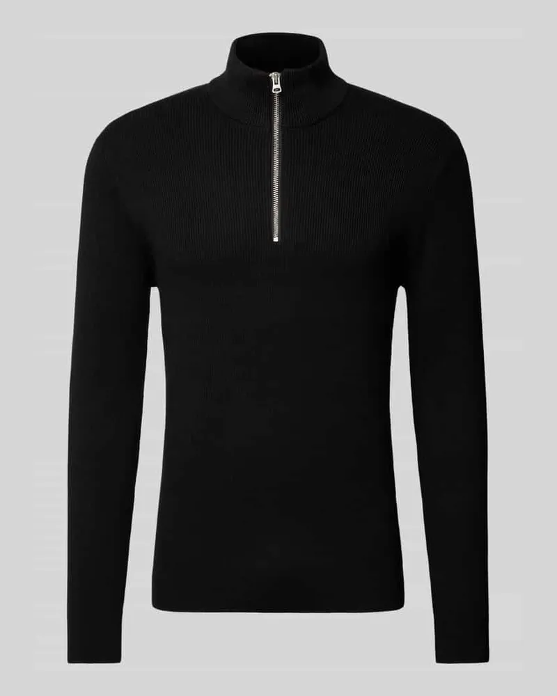 Only & Sons Regular Fit Strickpullover mit Stehkragen Modell 'PHIL Black