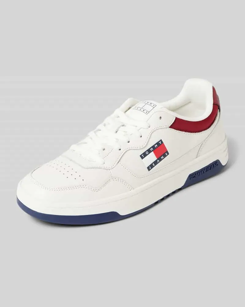 Tommy Hilfiger Ledersneaker mit Label-Print Weiss