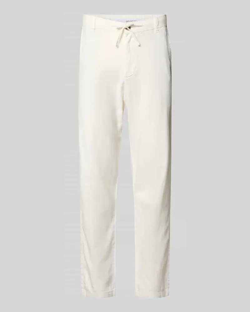 Selected Homme Slim Fit Hose aus Baumwoll-Leinen-Mix Modell 'BRODY Weiss