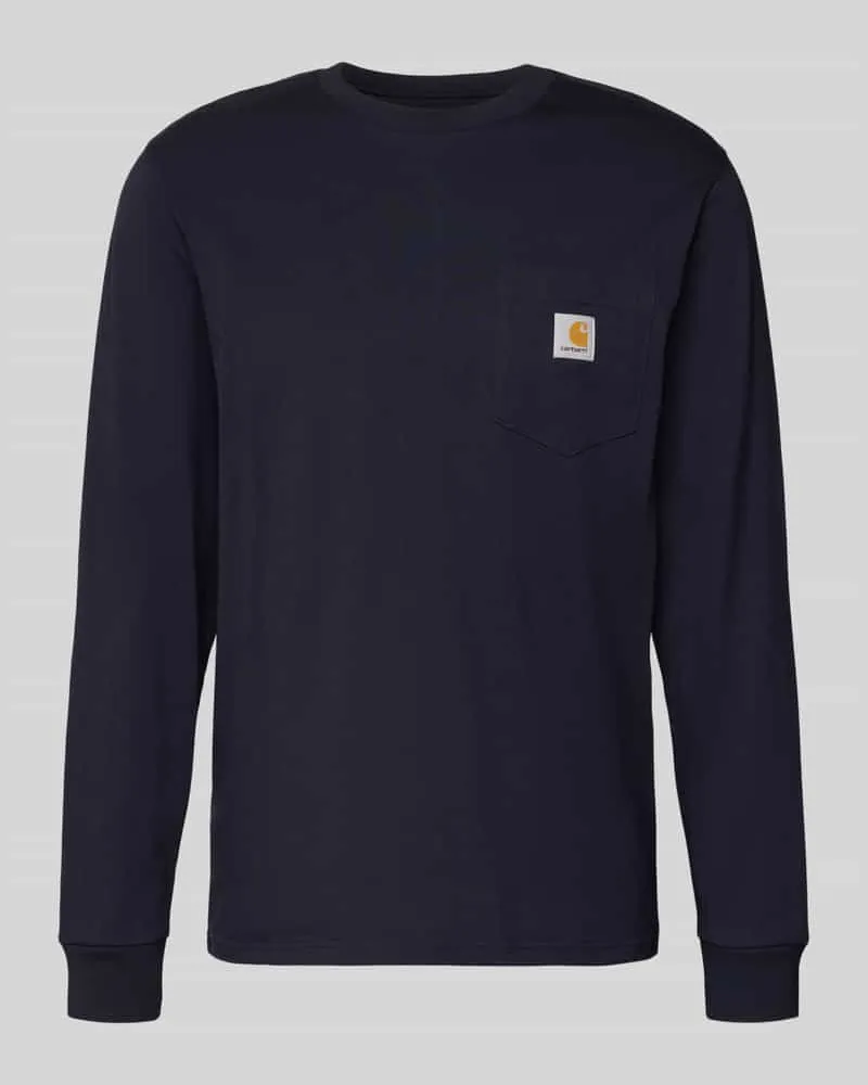 Carhartt WIP Longsleeve mit Brusttasche und Label-Detail Marine