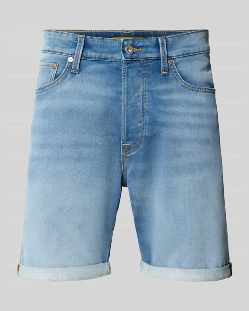 Jack & Jones Regular Fit Jeansshorts mit Umschlag Modell 'RICK Hellblau
